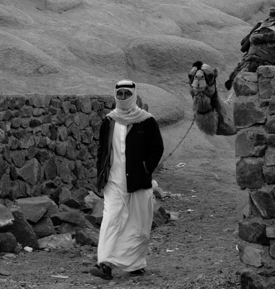 Араб и верблюд. В Beduin Village, один из местных арабов. Там таких полно!