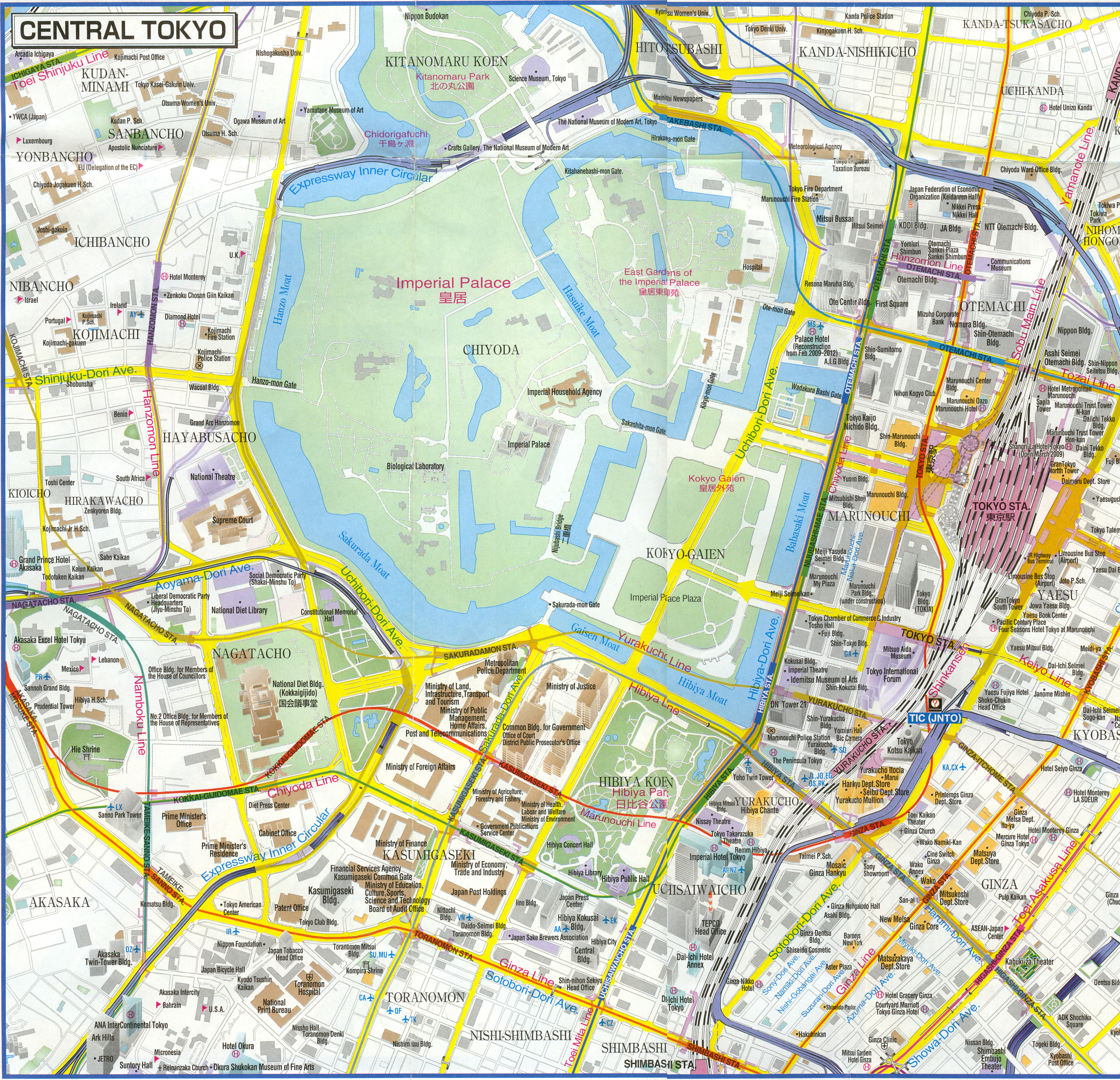 Карта центральной части Токио (Tokyo Central map).