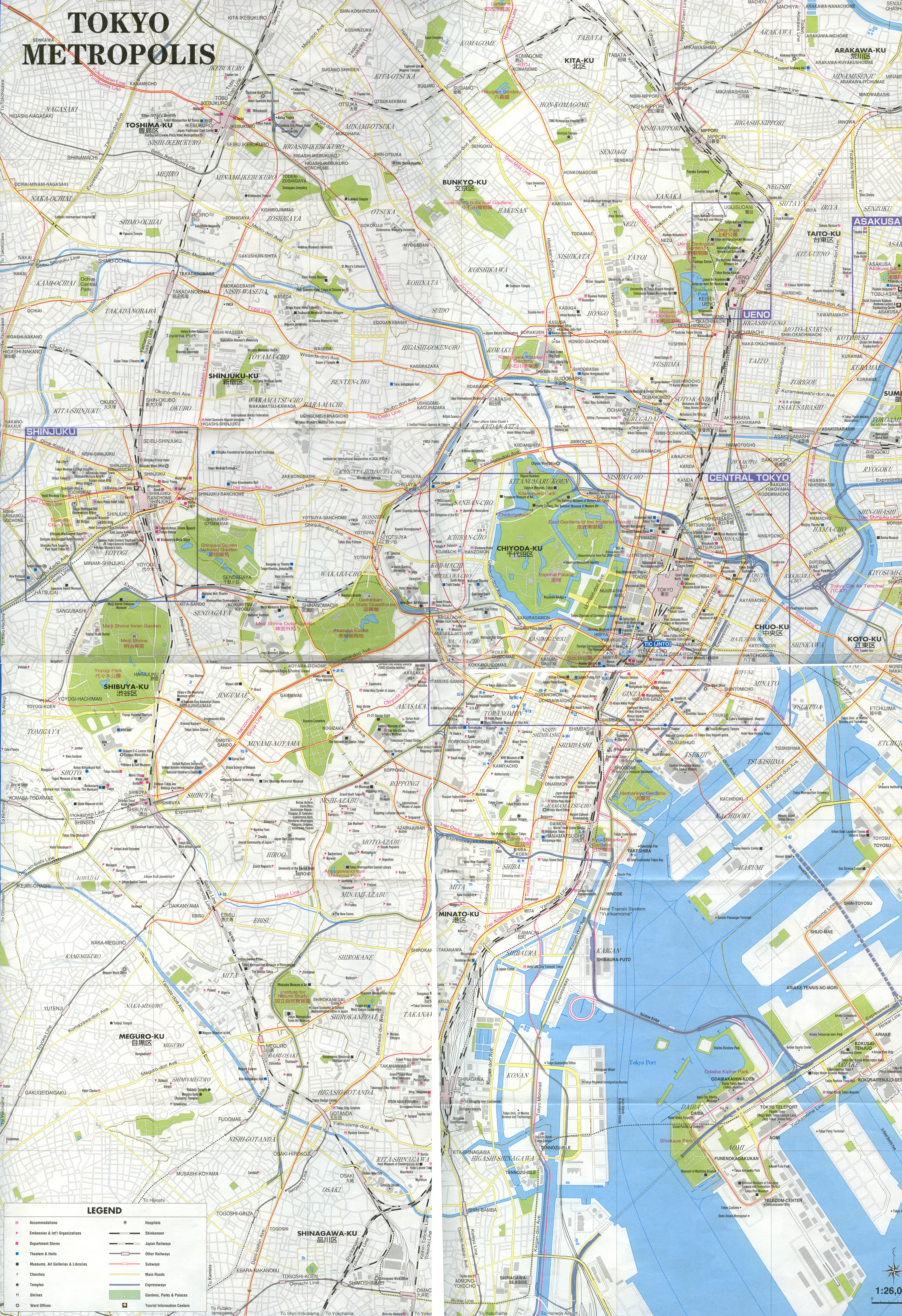 Карта города Токио (Tokyo map).