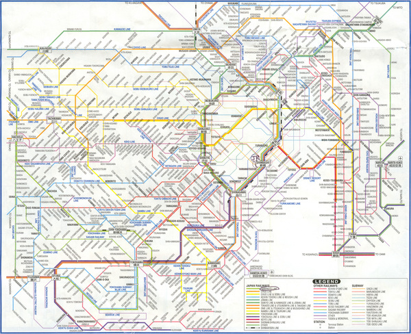 Карта линий метро города Токио (Tokyo subway map).